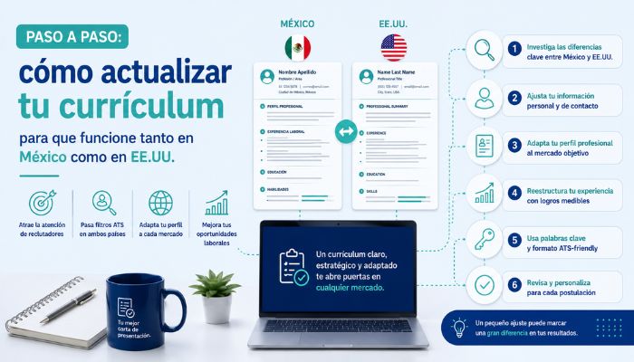 Paso a paso: cómo actualizar tu currículum para que funcione tanto en México como en EE.UU.
